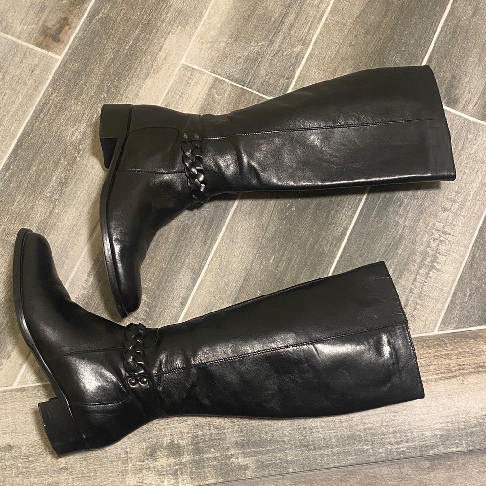 Minelli Knee-High Leather Boots Black Women’s size 9.5 - Picture 3 of 10
